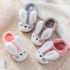 Chaussons d'intérieur en peluche de lapin en coton pour enfants, chaussons chauds en peluche pour enfants