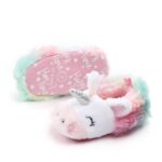 Chaussons en peluche licorne arc-en-ciel pour bébé fille, cadeau idéal pour les 0-18 ans