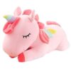 Oreiller en peluche licorne - Oreiller en peluche licorne pour enfants - Peluche licorne mignonne - Peluche licorne douce et confortable - Sans danger pour les enfants - Cadeau parfait pour les enfants - Rose 12 pouces