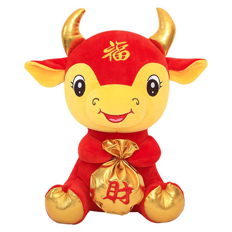 Jouet en peluche poupée vache, mascotte du zodiaque pour le nouvel an – Image 2