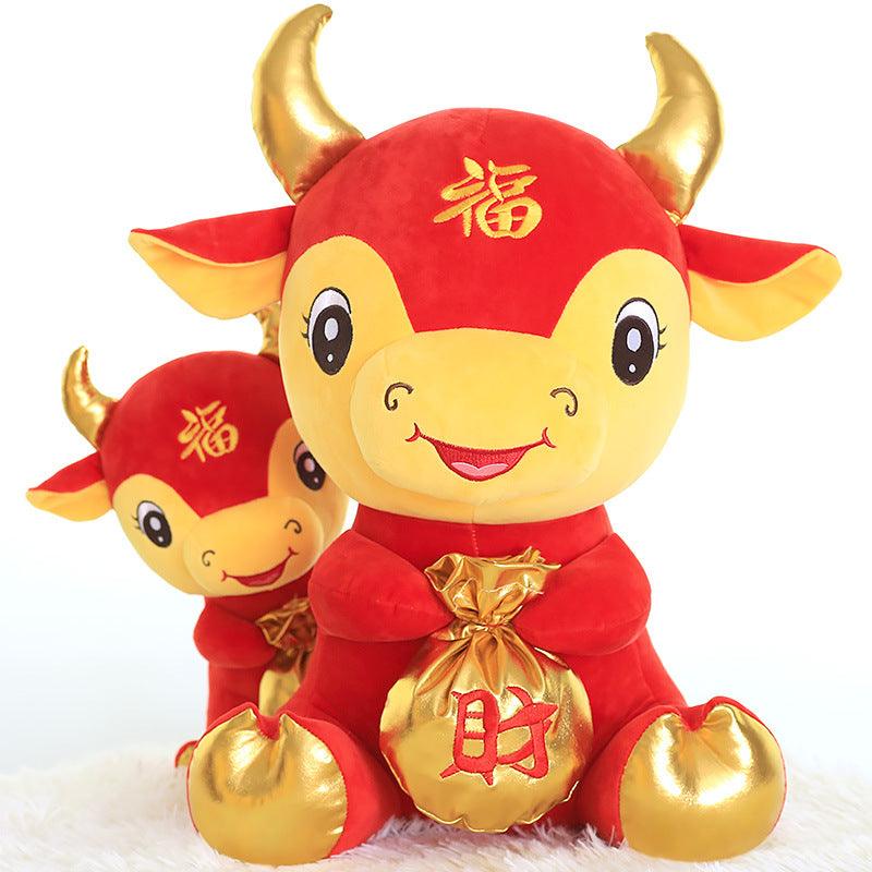 Jouet en peluche poupée vache, mascotte du zodiaque pour le nouvel an