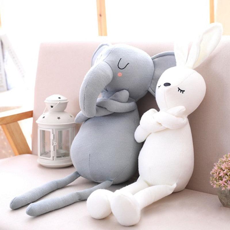 Oreiller Eléphant Lapin pour Bébé Fille Animal en Peluche