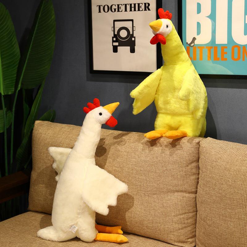 Peluche poulets géants jaunes et blancs, parfaits comme oreiller pour le corps – Image 4
