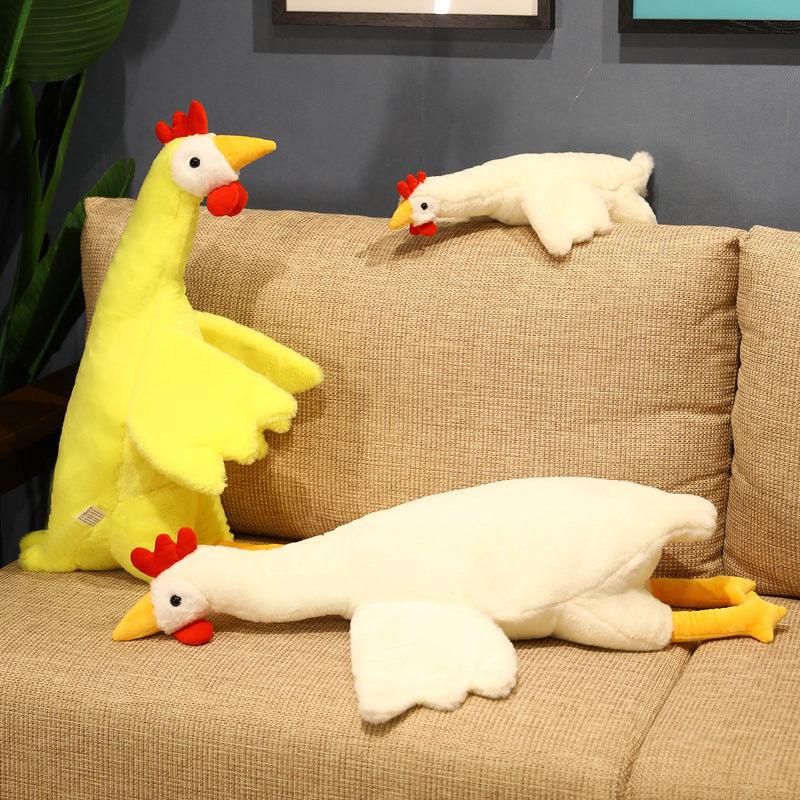 Peluche poulets géants jaunes et blancs, parfaits comme oreiller pour le corps – Image 3