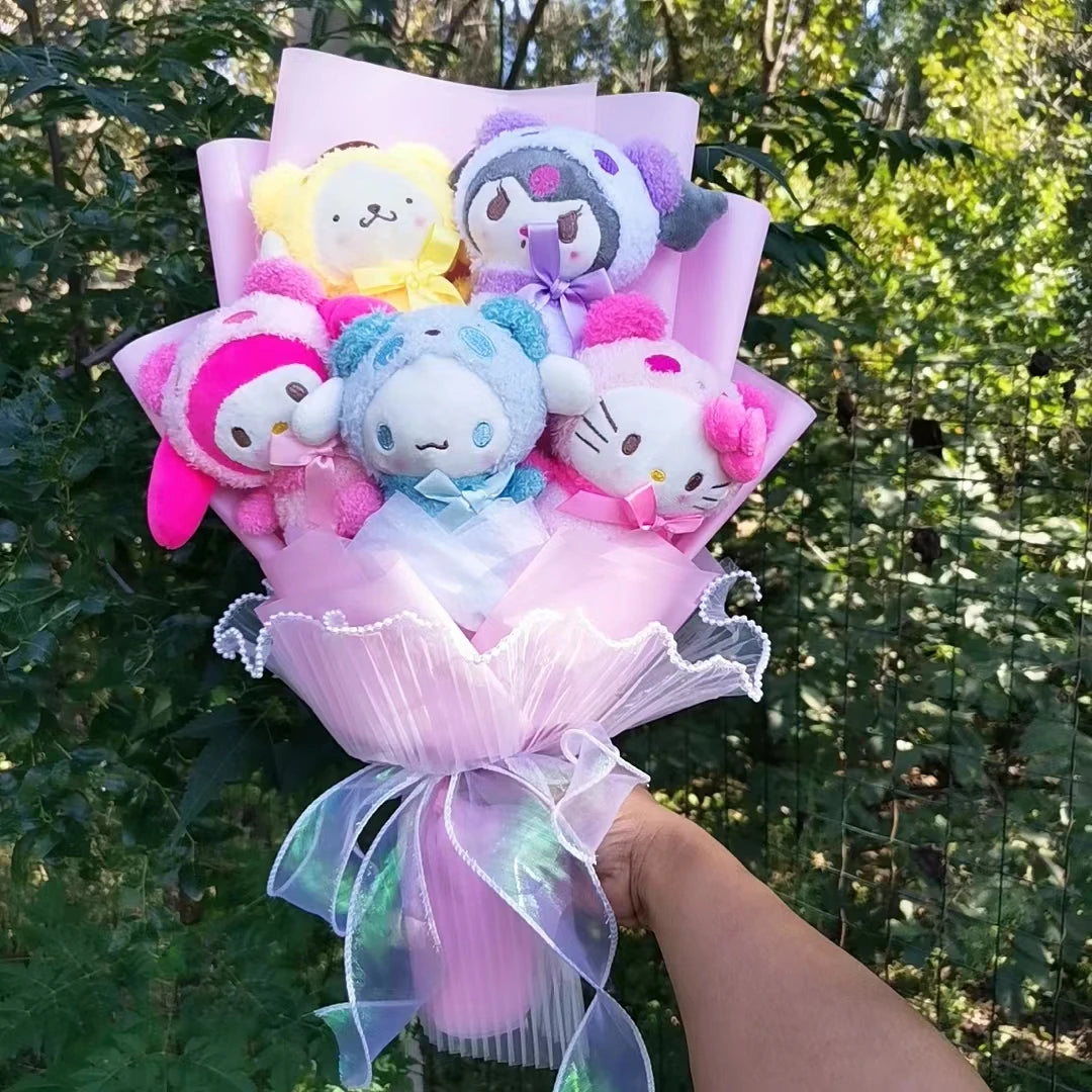Navy Sanrio Anime Plush Doll Toy Hello Kitty My Melody Cinnamoroll Cartoon Bouquet Girlfriend Birthday Valentine's Day Gift – Image 4
