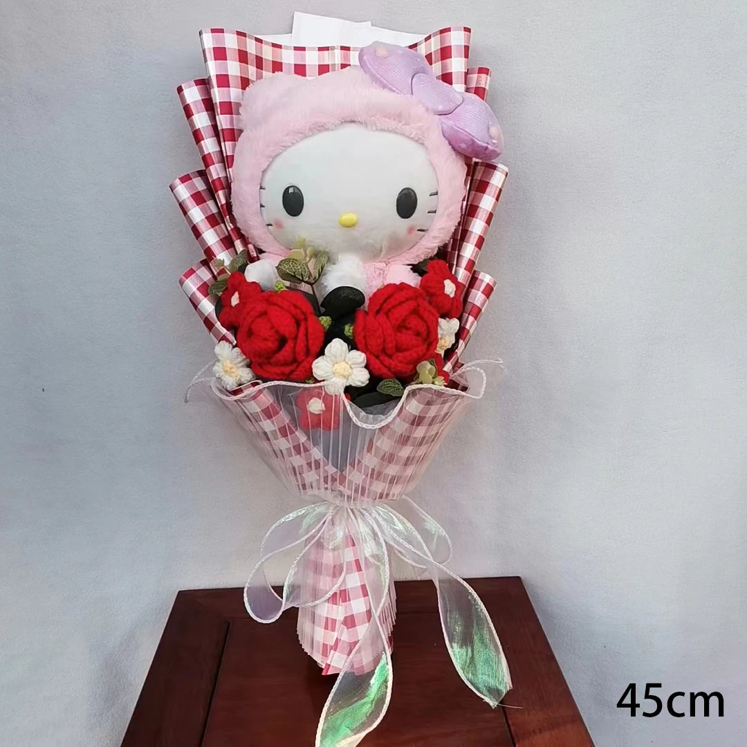 Hot Plush Bouquet Hello Kitty Kuromi My Melody Cinnamoroll Anime Plush Doll Toy Woman Valentine's Day Girls Christmas Gifts – Image 2