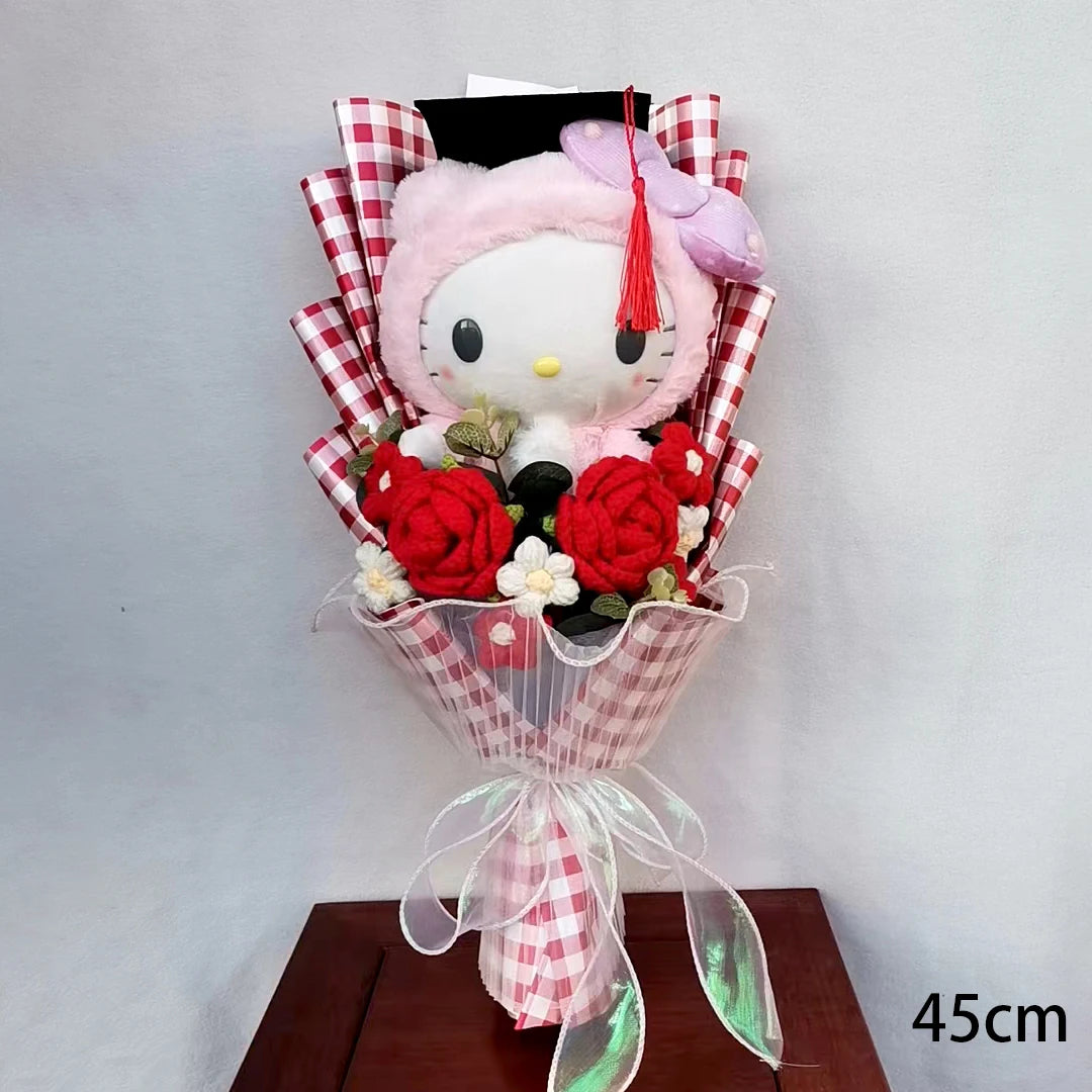 Hot Plush Bouquet Hello Kitty Kuromi My Melody Cinnamoroll Anime Plush Doll Toy Woman Valentine's Day Girls Christmas Gifts – Image 3