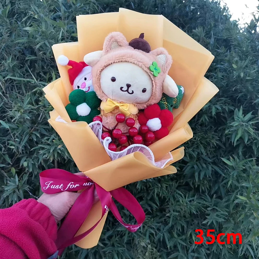 Christma Sanrio Kuromi Hello Kitty Cinnamoroll Cartoon Plush Bouquet Rose Wedding Party Decoration Valentine's Day Gift Promotio – Image 14