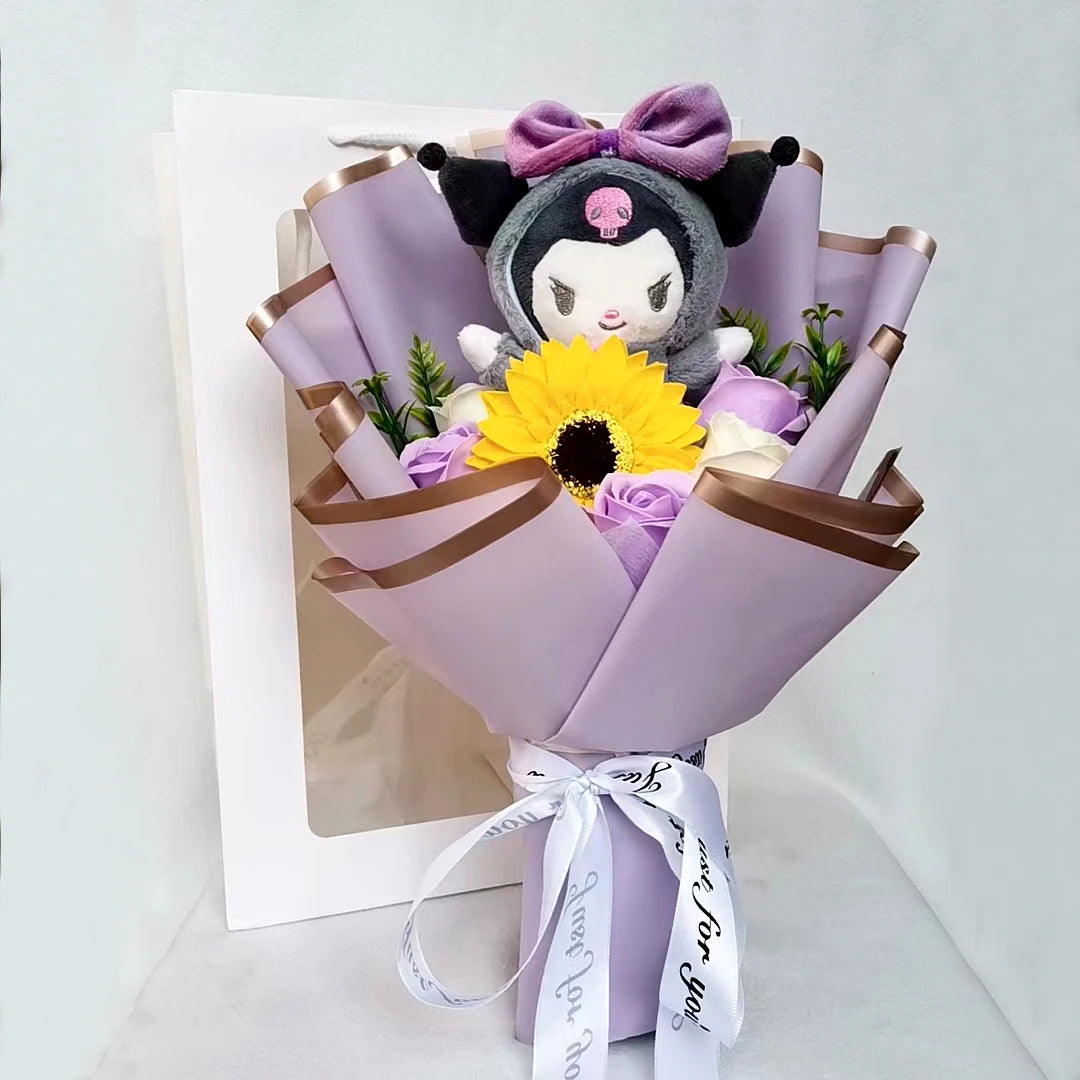Hello Kitty Plush Bouquet Anime My Melody Kuromi Plush Toy Cinnamoroll Rose Sunflower Flower Valentine's Day Birthday Gifts – Image 8
