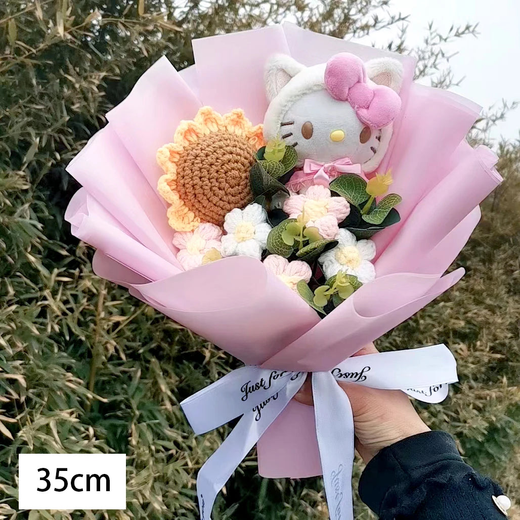 Graduation Bouquet Hello Kitty Kuromi Anime Plush Doll Toy Woman Valentine's Day Girls Birthday Christmas Surprise Holiday Gift – Image 4