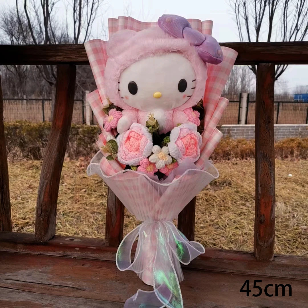 Hot Plush Bouquet Hello Kitty Kuromi My Melody Cinnamoroll Anime Plush Doll Toy Woman Valentine's Day Girls Christmas Gifts – Image 4