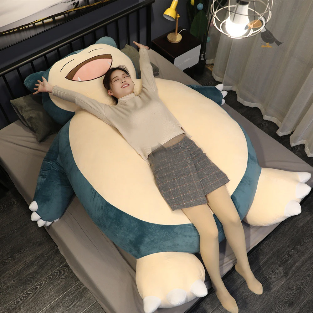 Peluche géante Snorlax, avec étui en similicuir kawaii et coussin. – Image 3