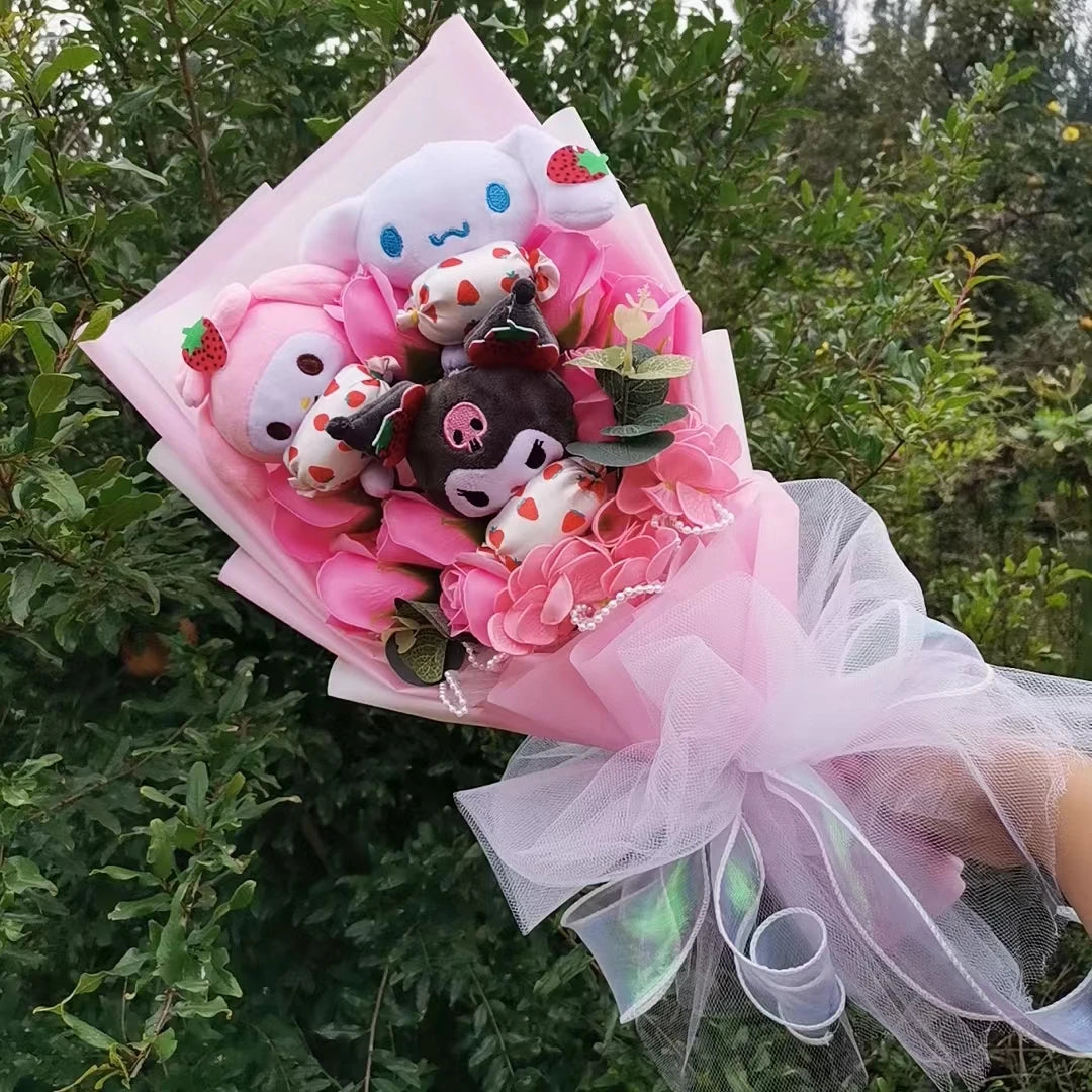 Navy Sanrio Anime Plush Doll Toy Hello Kitty My Melody Cinnamoroll Cartoon Bouquet Girlfriend Birthday Valentine's Day Gift – Image 6