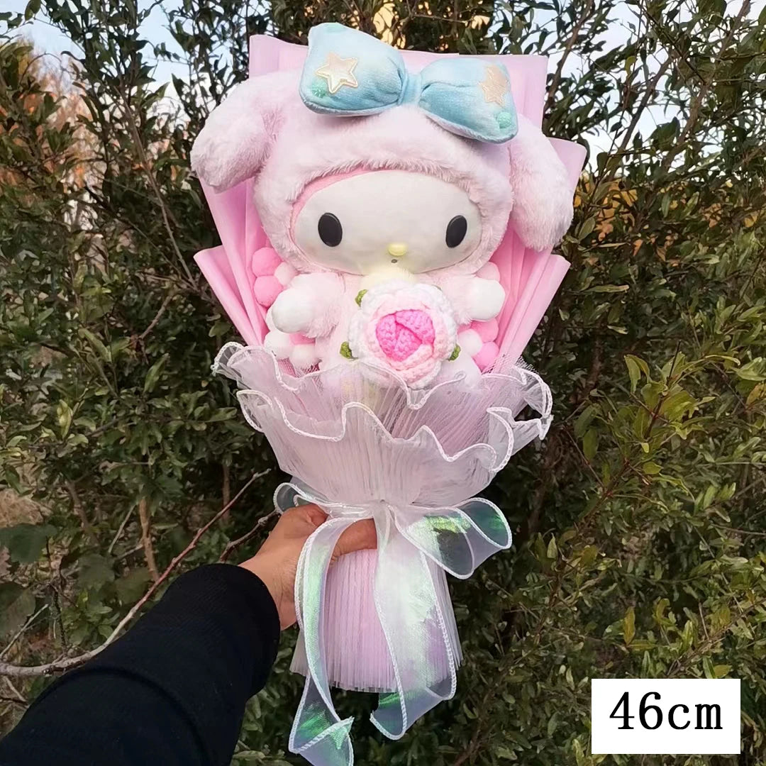 My Melody Graduation Flower Bouquet with Soap Rose Flower, Birthday Sunflower, Anime Plush Doll Toy, Valentine's Day Gifts – Image 2