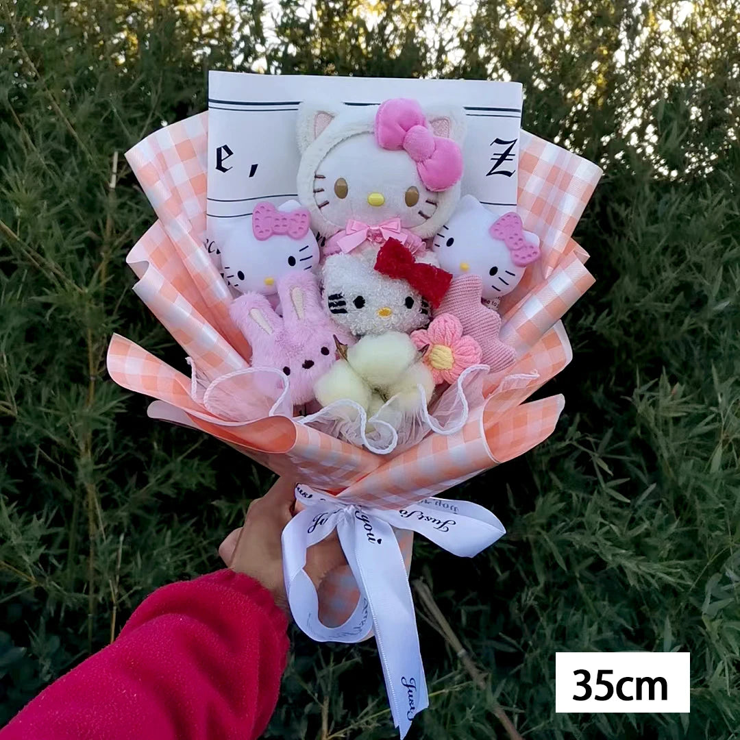 Hello Kitty Cartoon Plush Bouquet Anime Sanrio Rose Soap Flowers Doll Home Wedding Decoration Christmas Valentine's Day Gift – Image 6