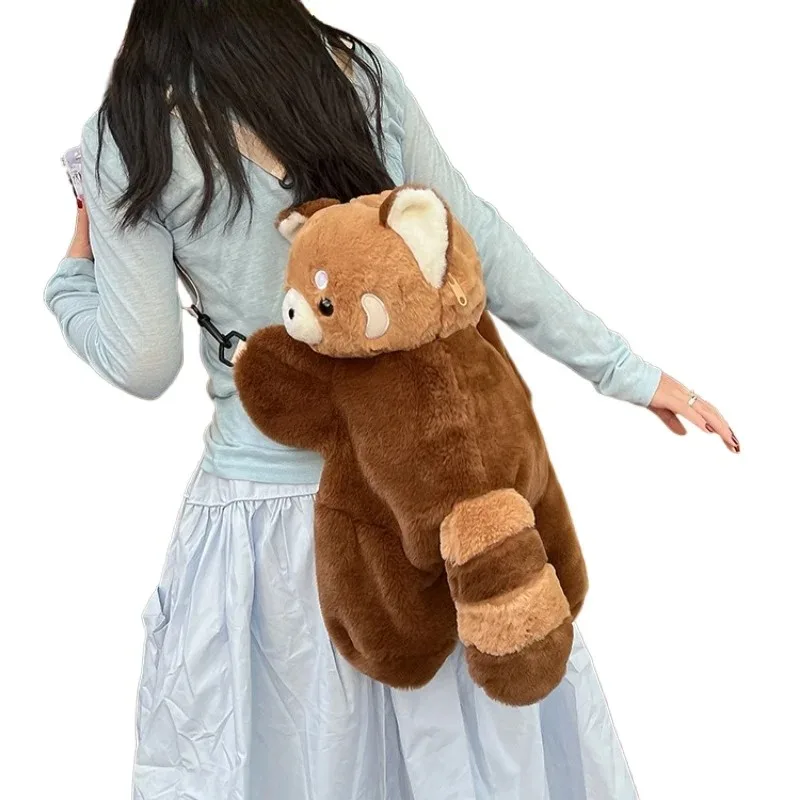 Sac à dos en peluche panda roux, adorable sac bandoulière – Image 3