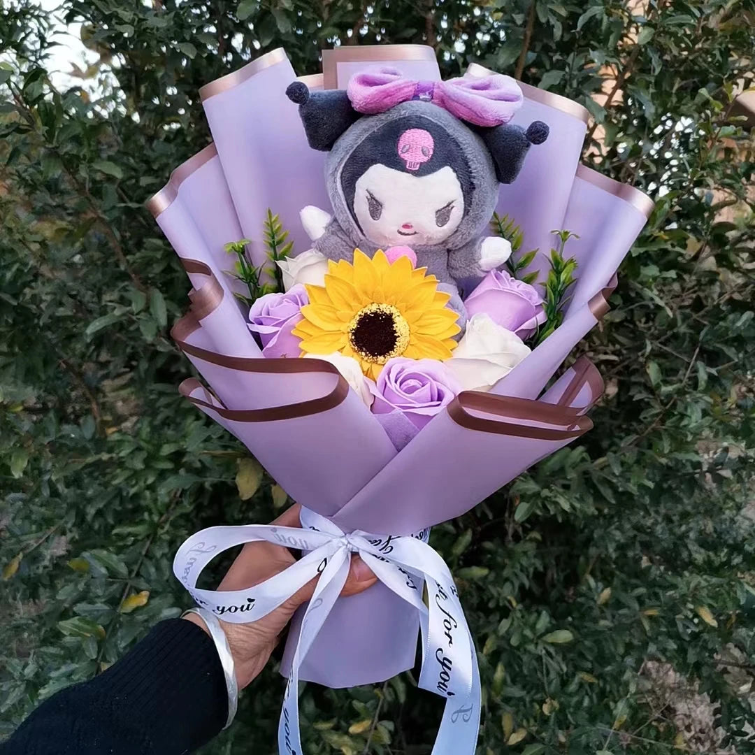 Hello Kitty Plush Bouquet Anime My Melody Kuromi Plush Toy Cinnamoroll Rose Sunflower Flower Valentine's Day Birthday Gifts – Image 5