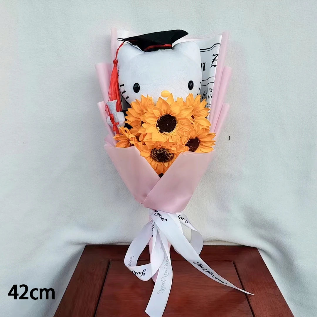 Doctor Teddy Bear Stitch Plush Bouquet Toys with Sunflower Cute Teddy Bear Doll Student Graduation Souvenir Birthday Gifts – Image 3