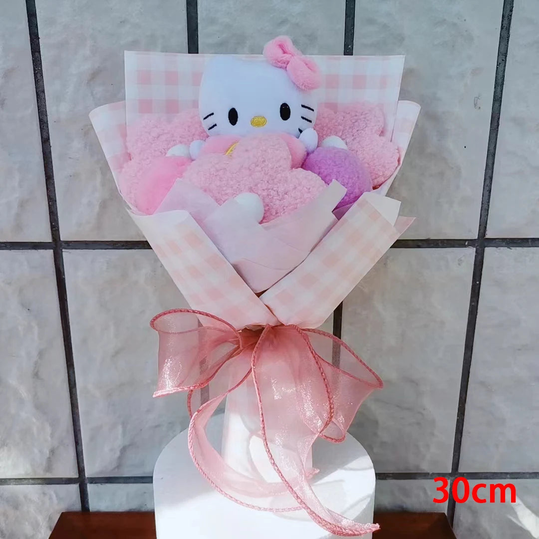 Christma Sanrio Kuromi Hello Kitty Cinnamoroll Cartoon Plush Bouquet Rose Wedding Party Decoration Valentine's Day Gift Promotio – Image 8