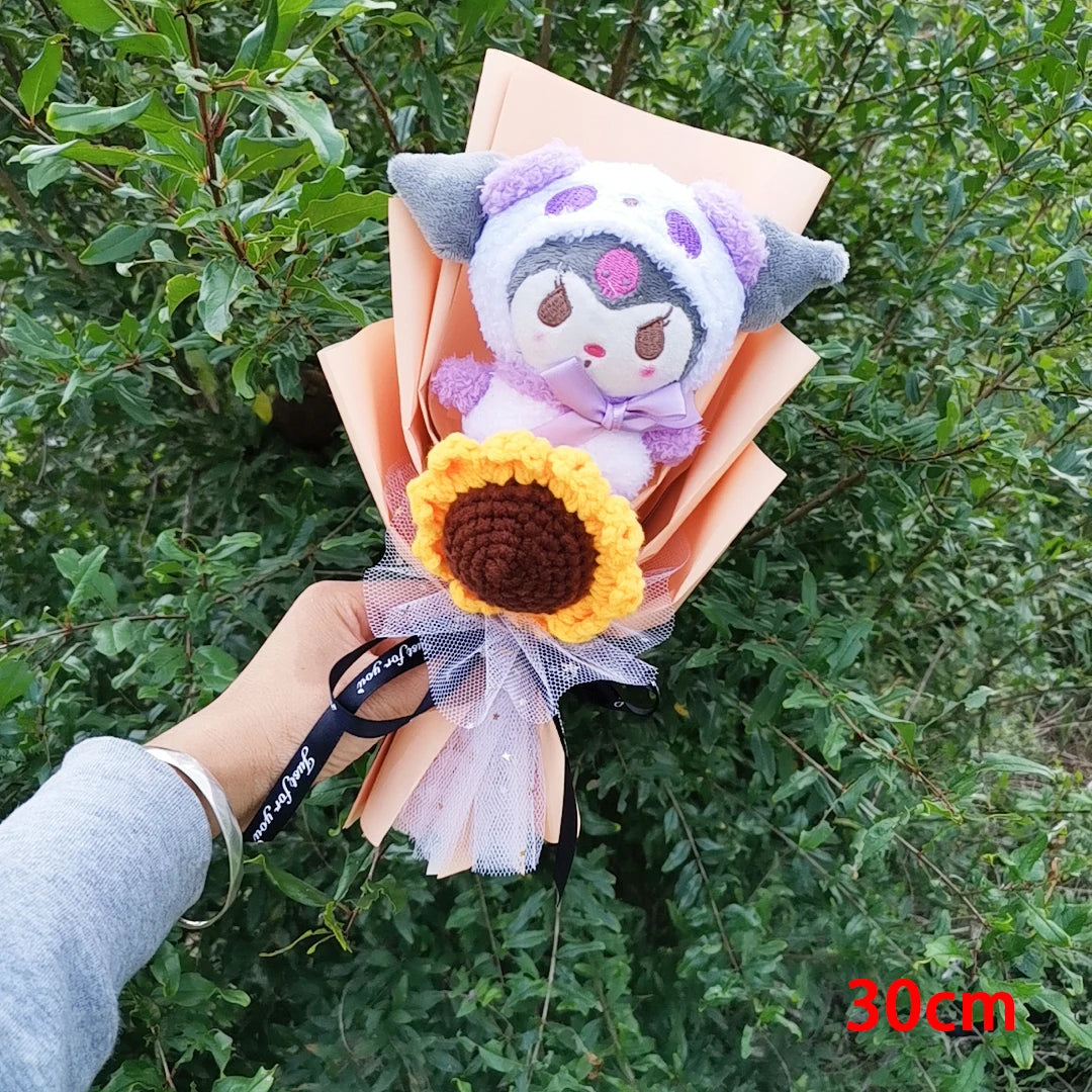 Christma Sanrio Kuromi Hello Kitty Cinnamoroll Cartoon Plush Bouquet Rose Wedding Party Decoration Valentine's Day Gift Promotio – Image 10