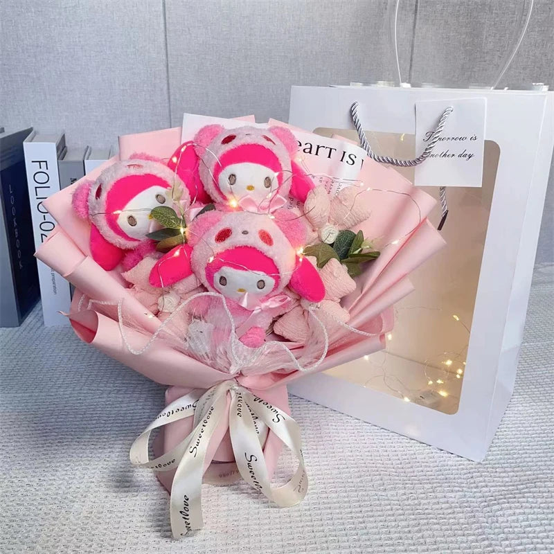 Cartoon Bouquet Kuromi My Melody Cinnamoroll Kt Cat Animation Plush Doll Toy Gift Box Valentine's Day Christmas Birthday Gifts – Image 4