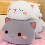 Peluche Chat Kawaii Couché, Décoration de Chambre.