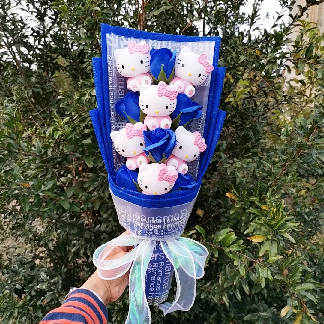 Pink Hello kitty Plush Toys With Soap Rose Flower Creative Bouquets Kawaii Stuffed Animals Doll Valentine's Day Christmas Gifts – Image 7