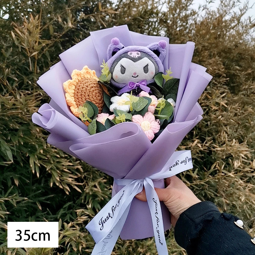 Graduation Bouquet Hello Kitty Kuromi Anime Plush Doll Toy Woman Valentine's Day Girls Birthday Christmas Surprise Holiday Gift – Image 3