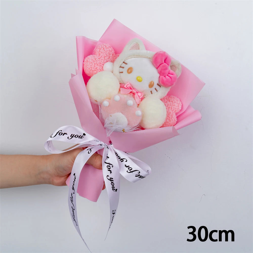 Hello Kitty Cartoon Plush Bouquet Anime Sanrio Rose Soap Flowers Doll Home Wedding Decoration Christmas Valentine's Day Gift – Image 3