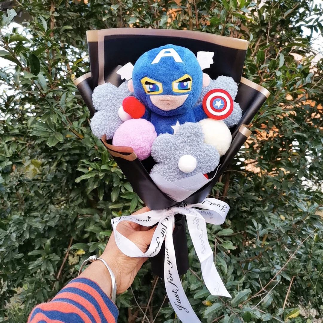 The Avengers Cute Super Hero Spider-Man Iron Man Superman Captain America Plush bouquets Kids Christmas Day Birthday Gifts – Image 3