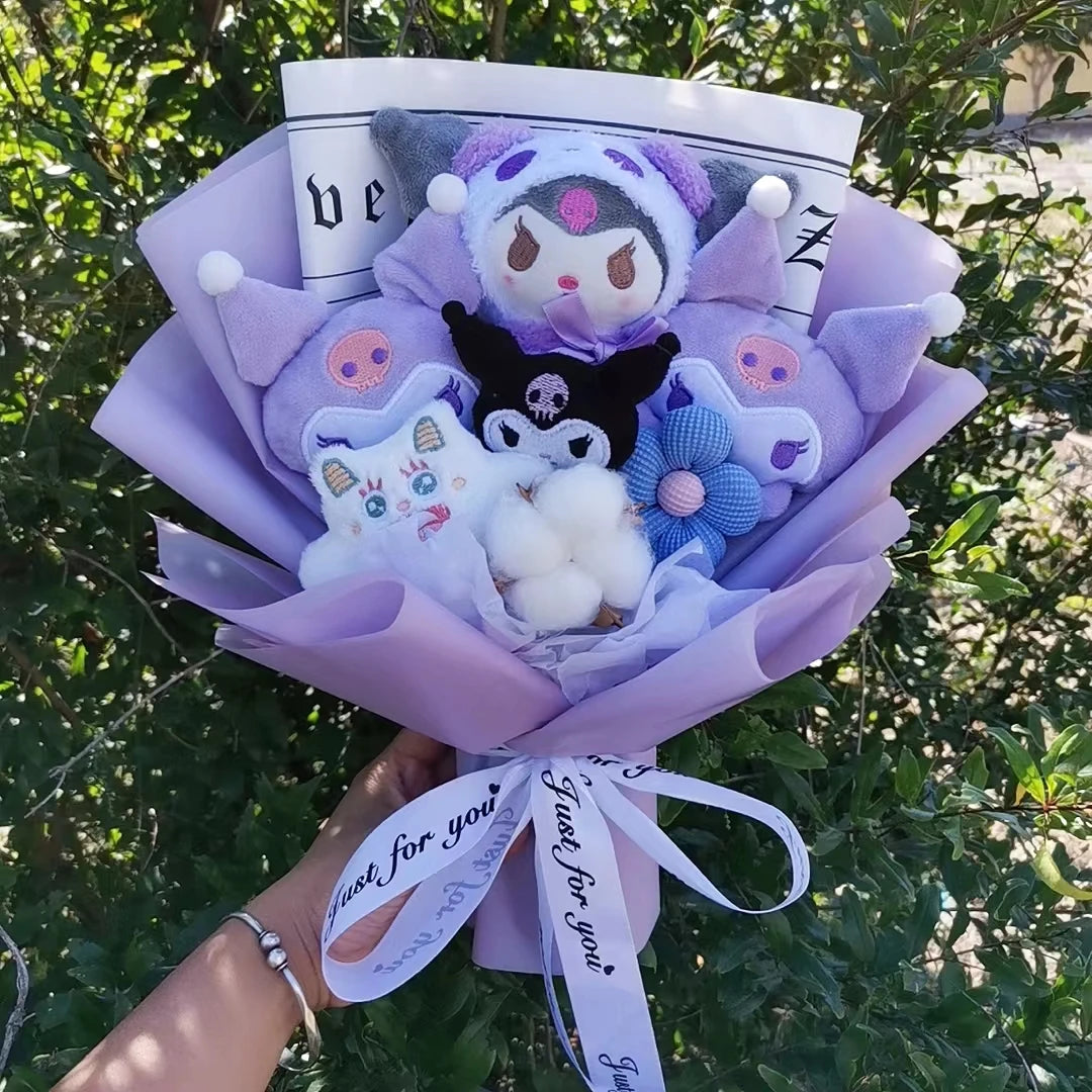 Christmas Gifts Sanrio Plush Flowers Bouquet Kuromi Plushie Soft Doll Animals Valentine's Day Birthday Wedding Party Gift – Image 3