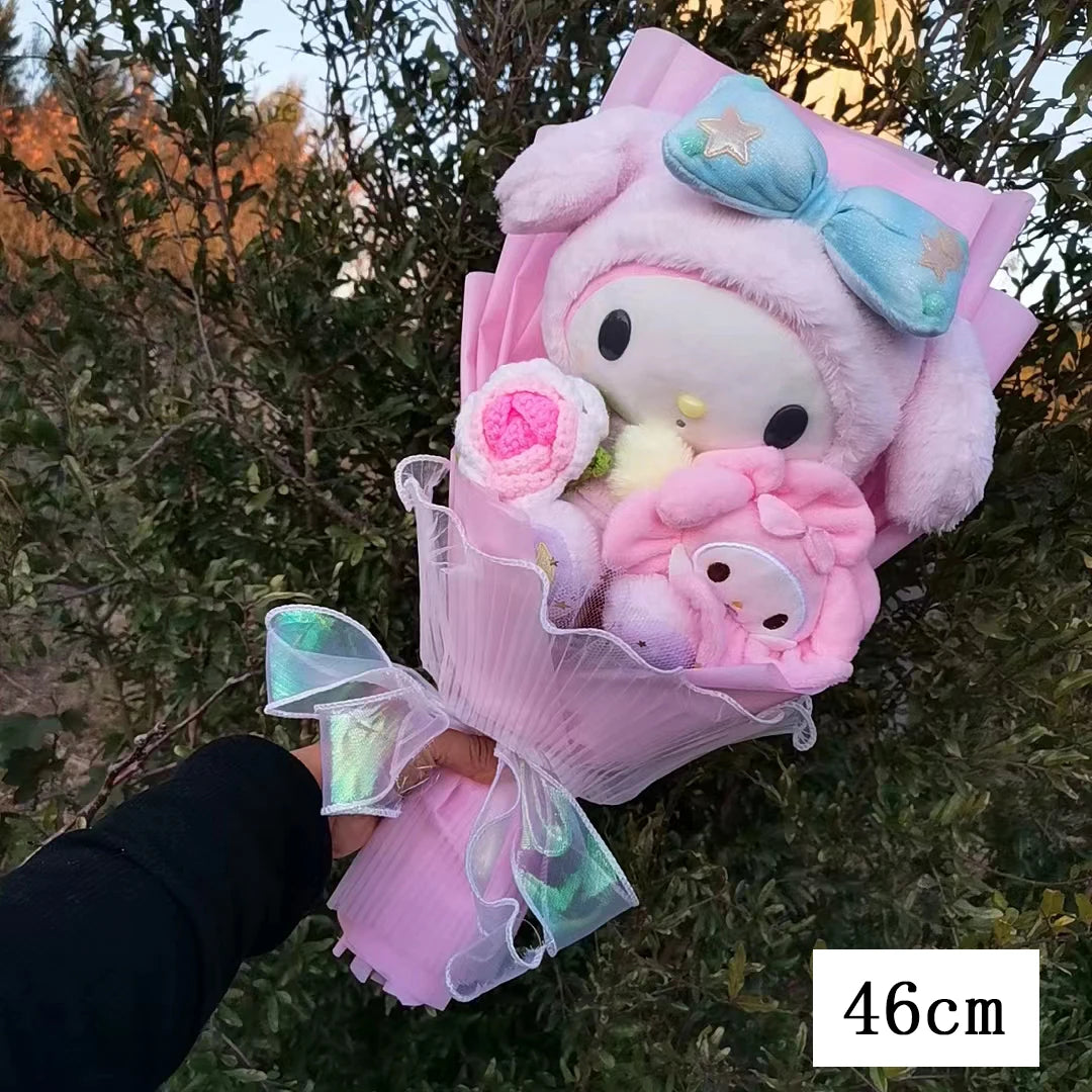 My Melody Graduation Flower Bouquet with Soap Rose Flower, Birthday Sunflower, Anime Plush Doll Toy, Valentine's Day Gifts – Image 5