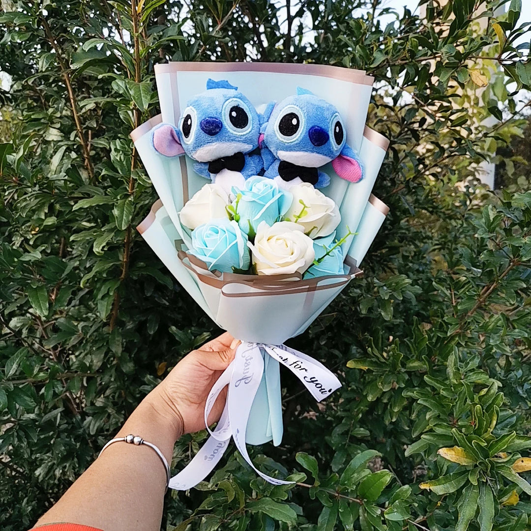 Disney Christmas Gift Anime Lilo Stitch Plush Bouquet Stuffed Animals Stitch Flower Bouquet Home Decoration Valentine Gift – Image 3