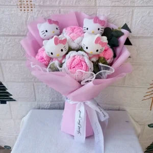 Bouquet de roses Hello Kitty en peluche