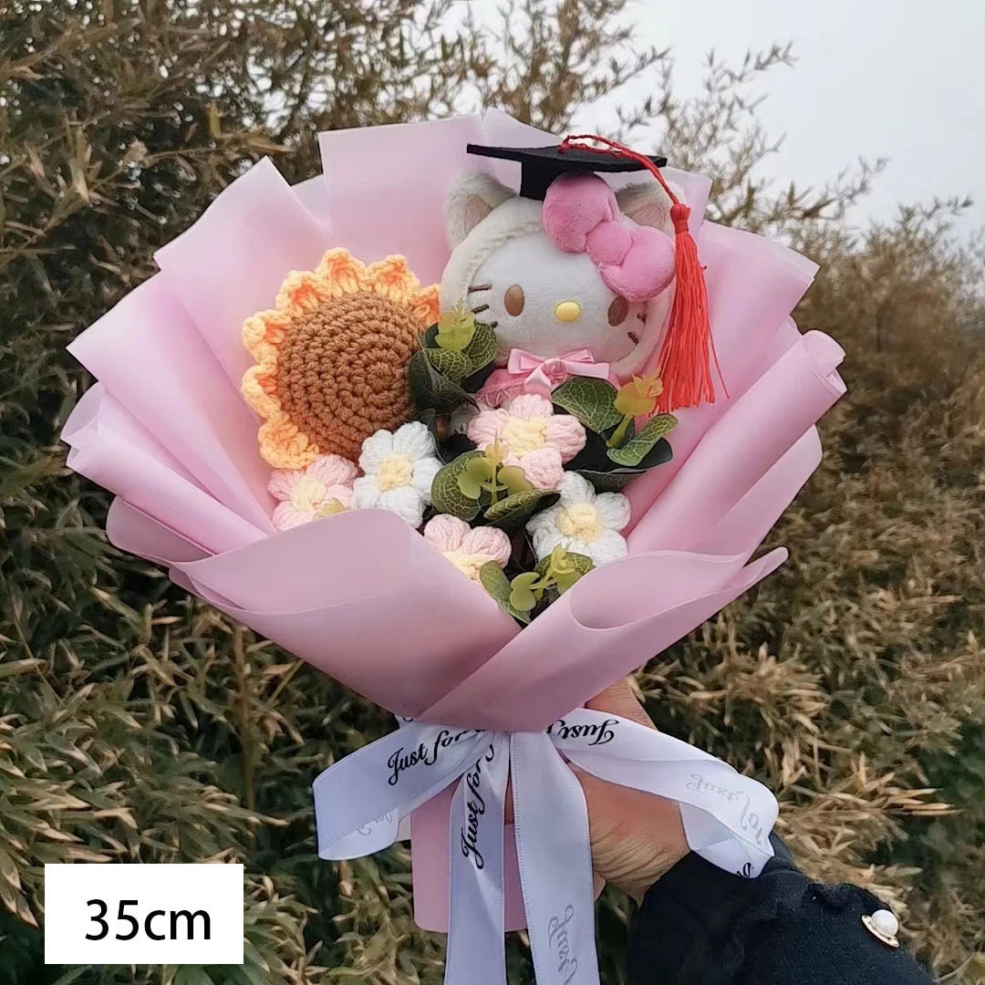 Graduation Bouquet Hello Kitty Kuromi Anime Plush Doll Toy Woman Valentine's Day Girls Birthday Christmas Surprise Holiday Gift – Image 2