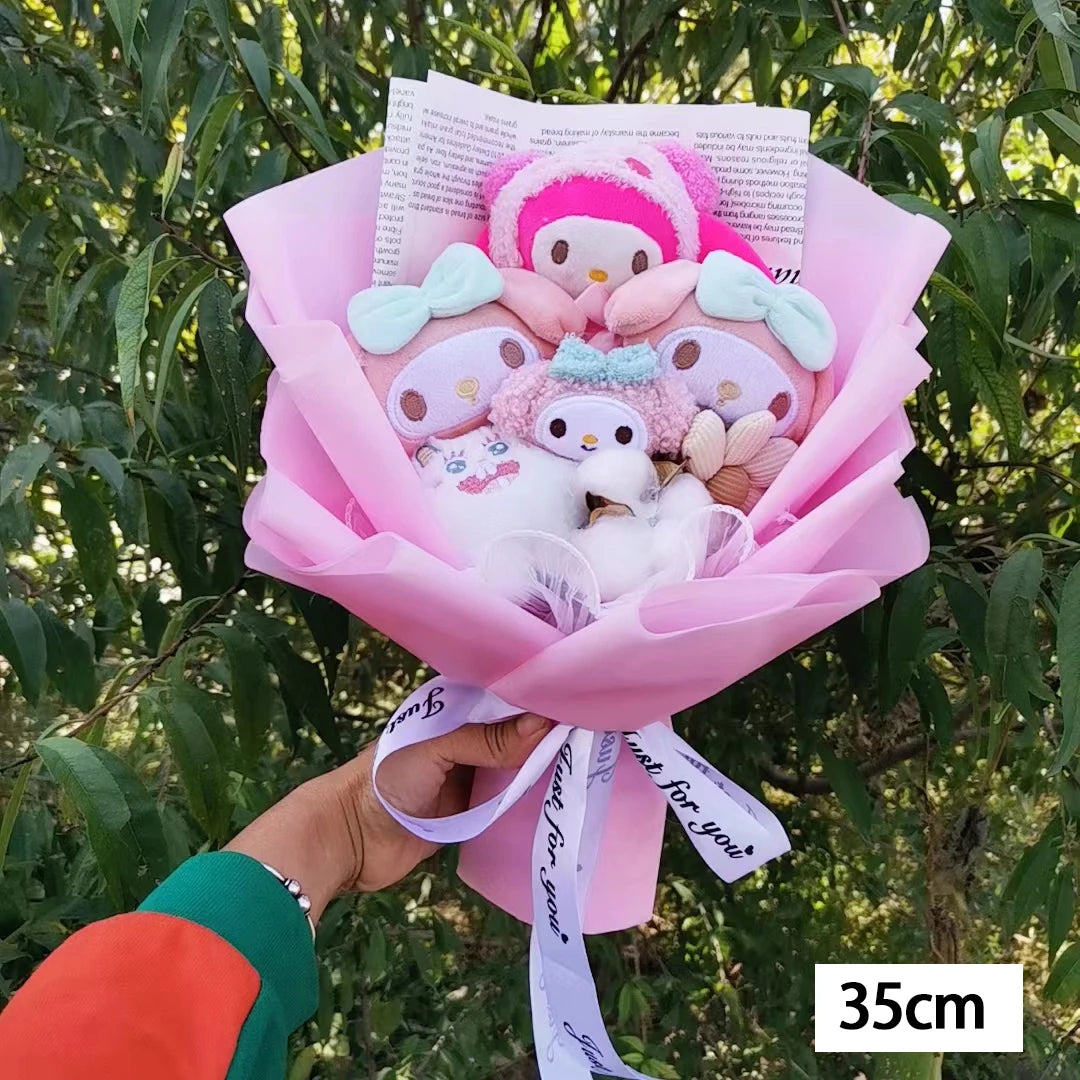 My Melody Graduation Flower Bouquet with Soap Rose Flower, Birthday Sunflower, Anime Plush Doll Toy, Valentine's Day Gifts – Image 7