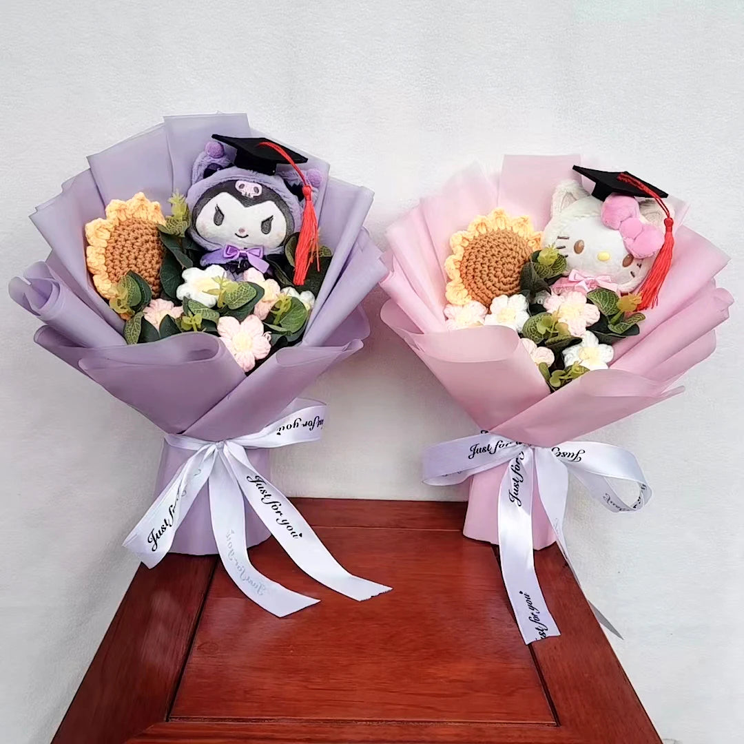 Graduation Bouquet Hello Kitty Kuromi Anime Plush Doll Toy Woman Valentine's Day Girls Birthday Christmas Surprise Holiday Gift