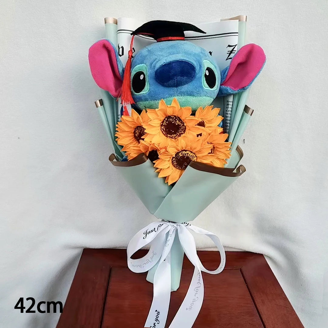 Doctor Teddy Bear Stitch Plush Bouquet Toys with Sunflower Cute Teddy Bear Doll Student Graduation Souvenir Birthday Gifts – Image 4