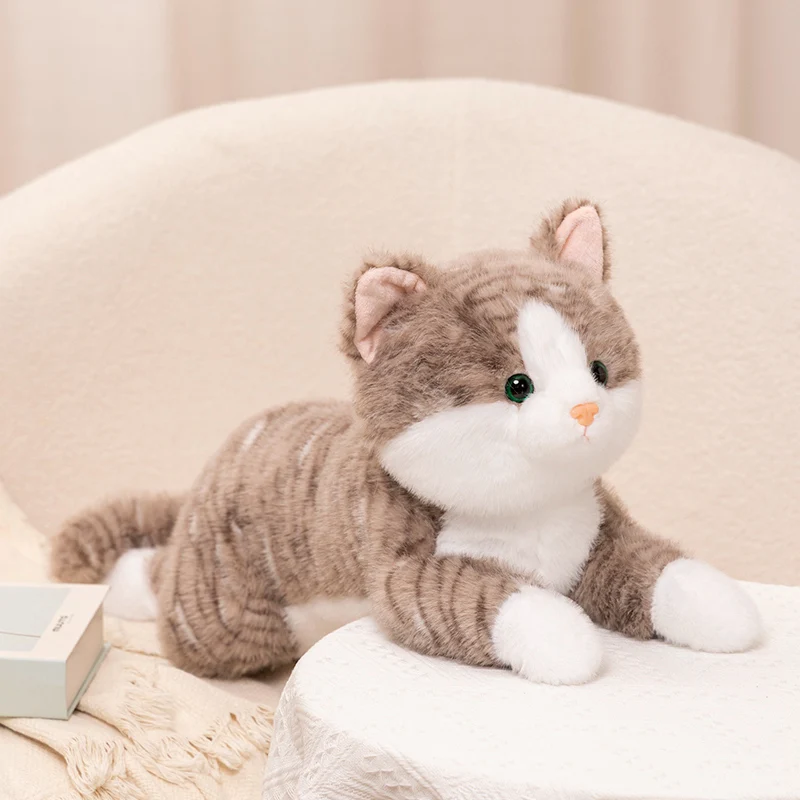 Peluche Chat Couché Réaliste 3 Couleurs – Image 5