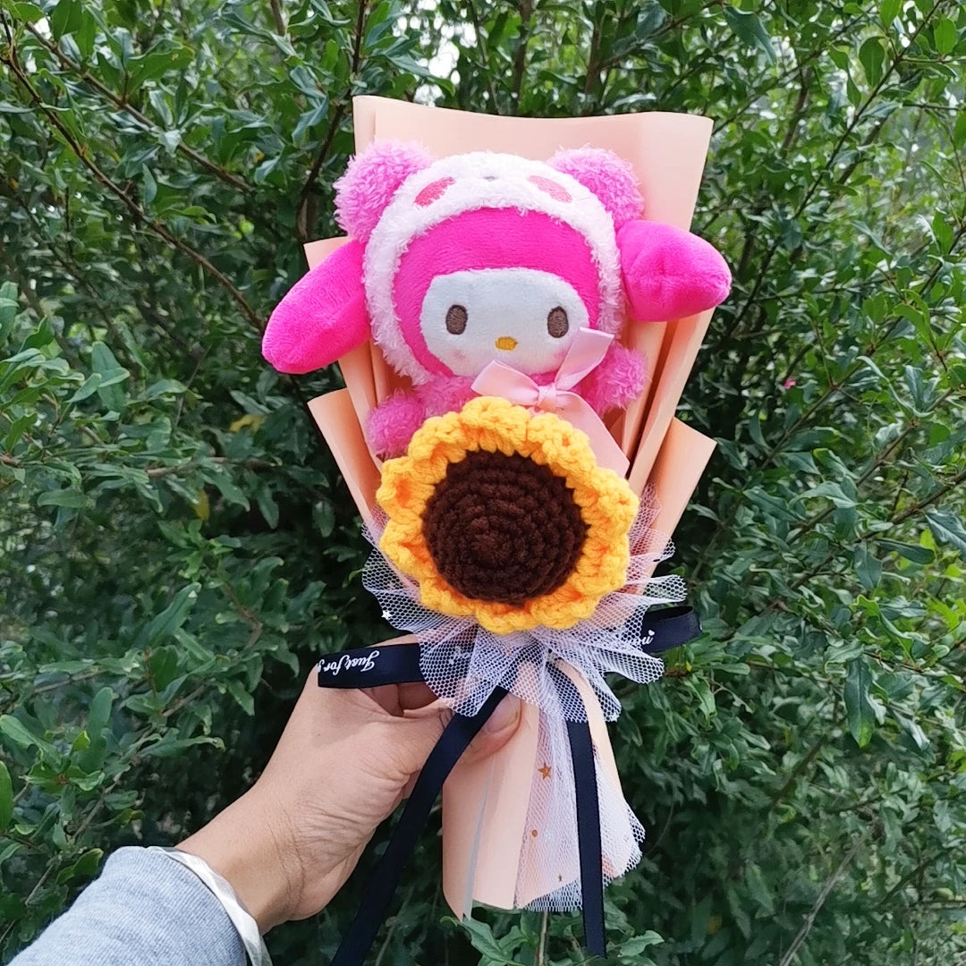Sanrio Kuromi My Melody Cinnamoroll Hello Kitty Plush Sunflower Bouquet Gift Valentine's Day Graduation Xmas Girl Friend Gifts – Image 4