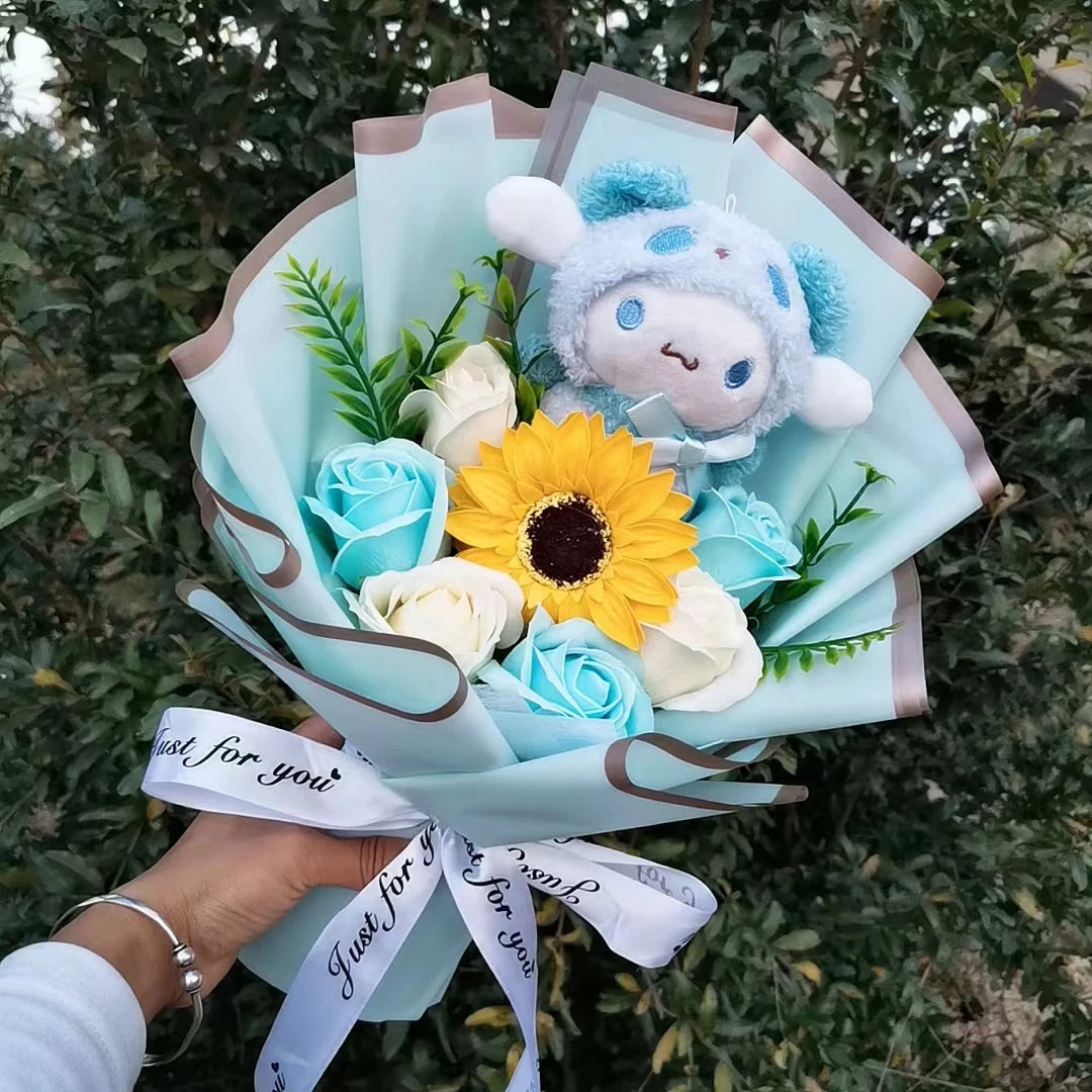 Hello Kitty Plush Bouquet Anime My Melody Kuromi Plush Toy Cinnamoroll Rose Sunflower Flower Valentine's Day Birthday Gifts – Image 15