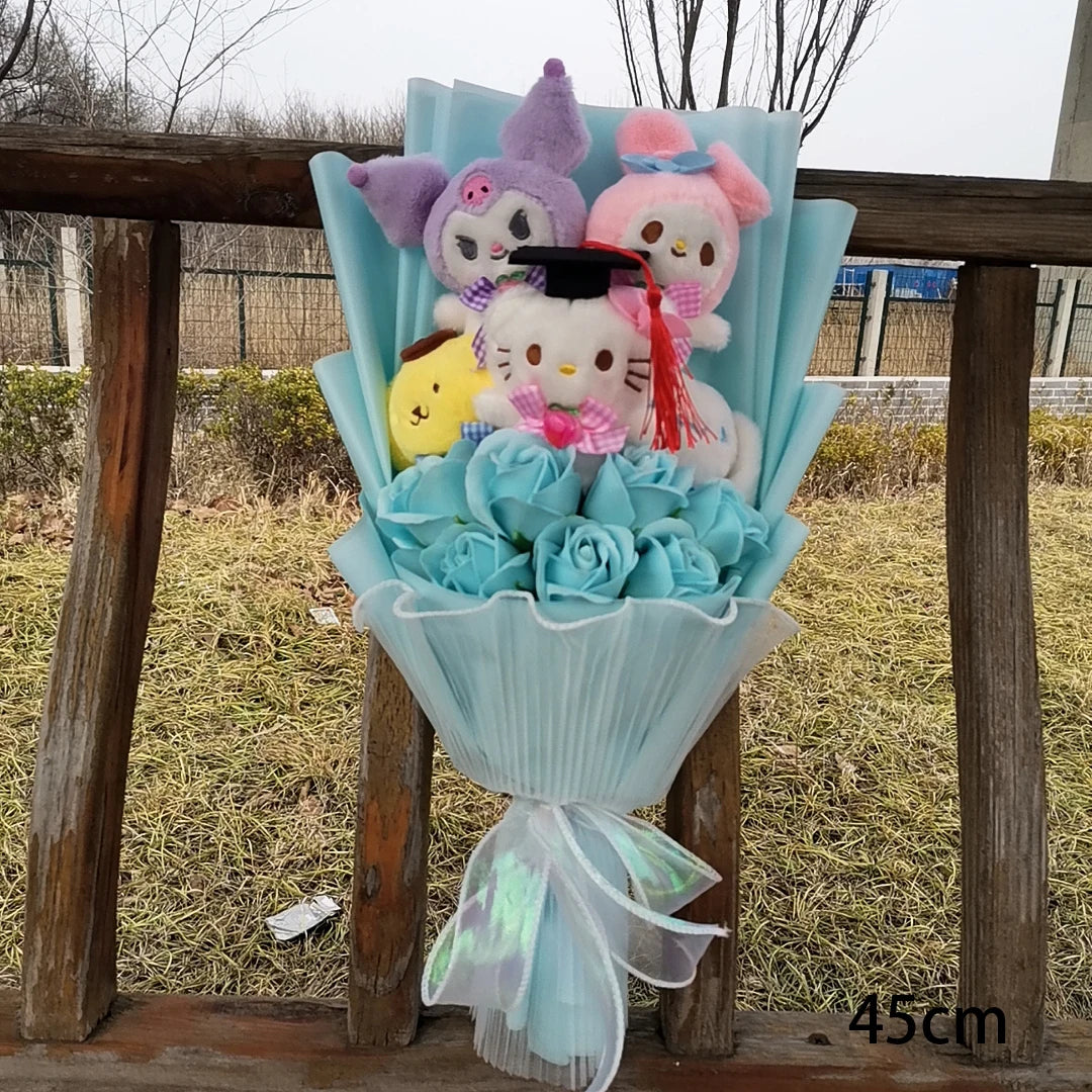Kuromi My Melody Hello Kitty Cinnamoroll Anime Plush Bouquet Doll Toy Valentine's Day Girls Birthday Christmas Graduation Gift – Image 2