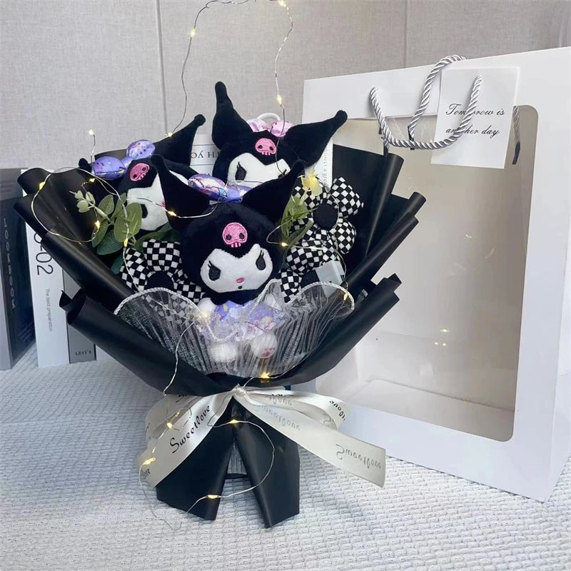 Cartoon Bouquet Kuromi My Melody Cinnamoroll Kt Cat Animation Plush Doll Toy Gift Box Valentine's Day Christmas Birthday Gifts – Image 3