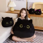 Coussin rond en peluche chat kawaii de grande taille pour dormir
