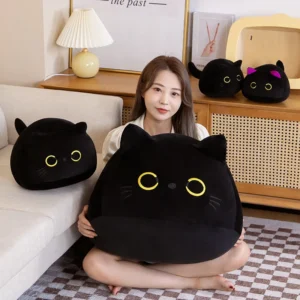 Coussin rond en peluche chat kawaii de grande taille pour dormir