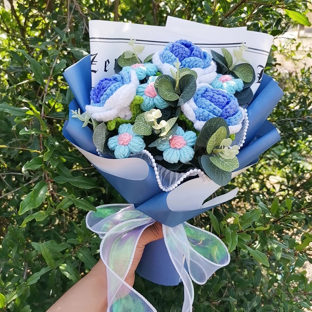 Knitted Rose Flowers Crochet Bouquet Creative Cotton Rope Roses Birthday Handmade Mother Teacher's Day Valentine Christmas Gifts – Image 7