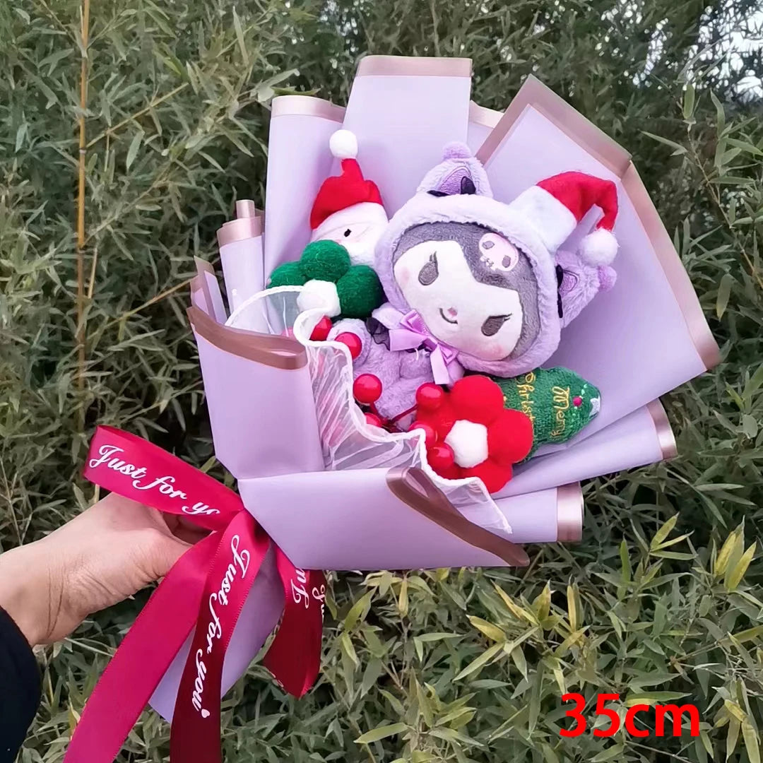 Christma Sanrio Kuromi Hello Kitty Cinnamoroll Cartoon Plush Bouquet Rose Wedding Party Decoration Valentine's Day Gift Promotio – Image 15