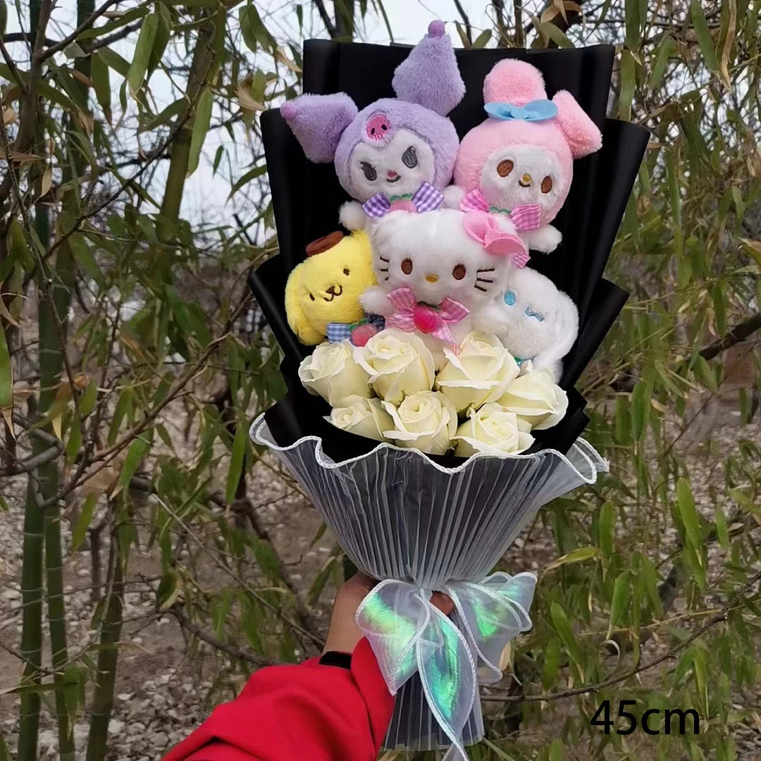 Kuromi My Melody Hello Kitty Cinnamoroll Anime Plush Bouquet Doll Toy Valentine's Day Girls Birthday Christmas Graduation Gift – Image 6
