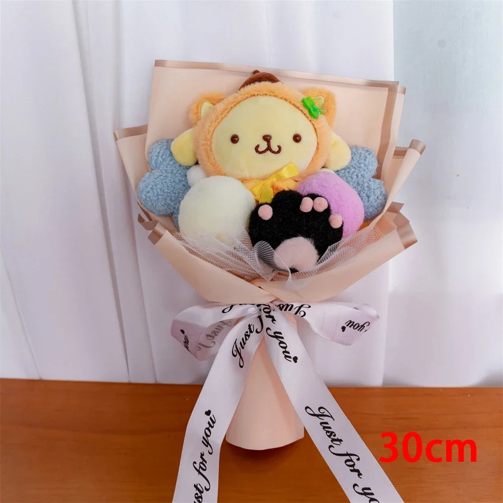 Christma Sanrio Kuromi Hello Kitty Cinnamoroll Cartoon Plush Bouquet Rose Wedding Party Decoration Valentine's Day Gift Promotio – Image 7