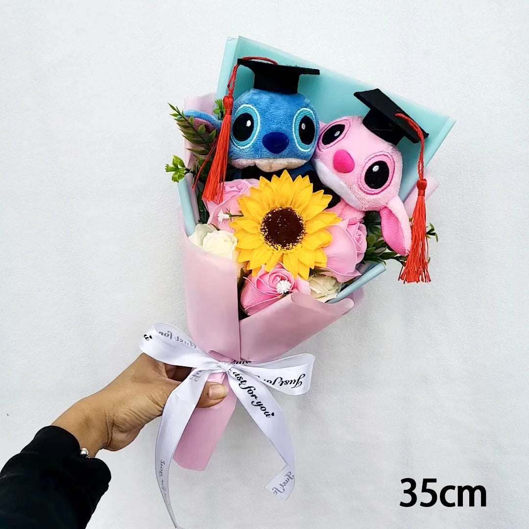 Anime Lilo and Stitch Graduation Bouquet Cartoon Stuffed Plush Doll Toy Animals Valentine's Day Christmas Birthday Party Gifts – Image 2